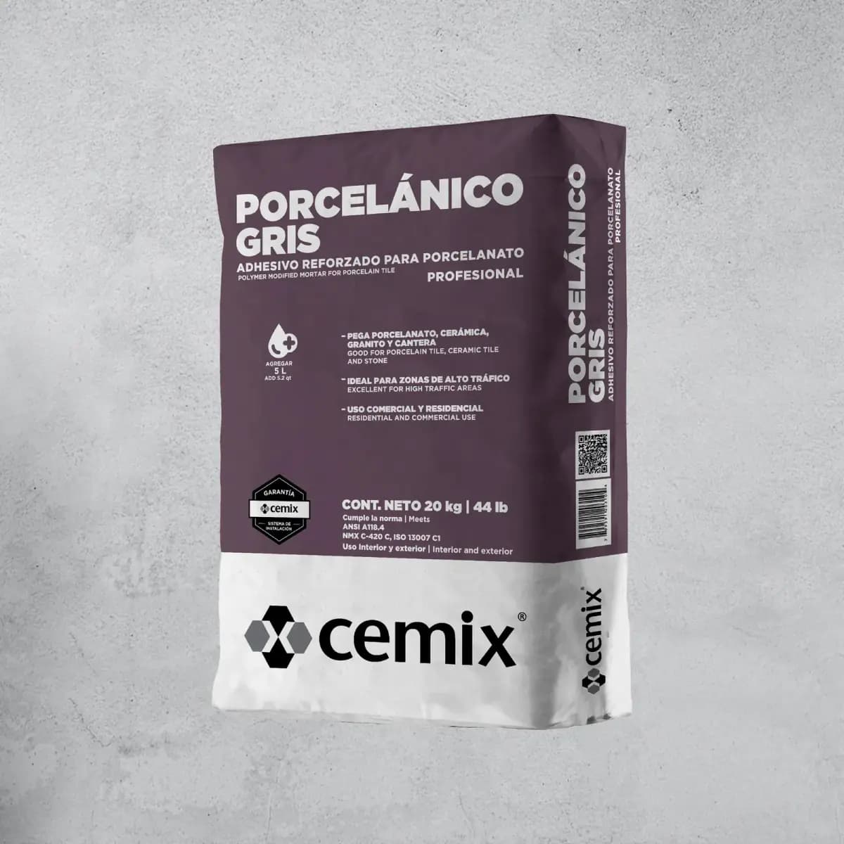 PEGAZULEJO PORCELANICO GRIS 20 KGS CEMIX