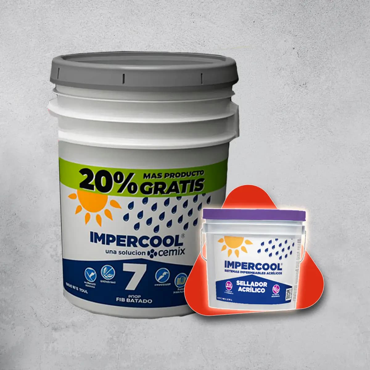 KIT IMPERCOOL FIBRATADO BLANCO 7 AÑOS CUBETON 22.8 LT + SELLADOR GRATIS